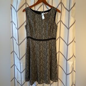 NWT LOFT Black and White Textured Midi Dress